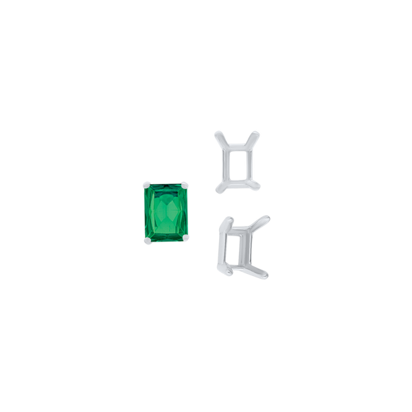 ITI NYC Four Prong Emerald Shape Single Wire Settings in 14K Gold (3.50 x 2.60 mm - 13.00 x 9.50 mm)