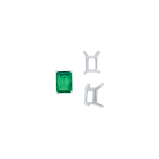 ITI NYC Four Prong Emerald Shape Single Wire Settings in Sterling Silver (3.50 x 2.60 mm - 13.00 x 9.50 mm)