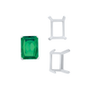 ITI NYC Four Prong Emerald Shape Single Wire Settings in Sterling Silver (3.50 x 2.60 mm - 13.00 x 9.50 mm)