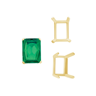 ITI NYC Four Prong Emerald Shape Single Wire Settings in 14K Gold (3.50 x 2.60 mm - 13.00 x 9.50 mm)