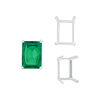 ITI NYC Four Prong Emerald Shape Single Wire Settings in Sterling Silver (3.50 x 2.60 mm - 13.00 x 9.50 mm)