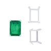 ITI NYC Four Prong Emerald Shape Single Wire Settings in Sterling Silver (3.50 x 2.60 mm - 13.00 x 9.50 mm)