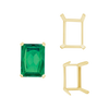ITI NYC Four Prong Emerald Shape Single Wire Settings in 14K Gold (3.50 x 2.60 mm - 13.00 x 9.50 mm)