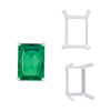 ITI NYC Four Prong Emerald Shape Single Wire Settings in Sterling Silver (3.50 x 2.60 mm - 13.00 x 9.50 mm)
