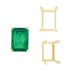 ITI NYC Four Prong Emerald Shape Single Wire Settings in 14K Gold (3.50 x 2.60 mm - 13.00 x 9.50 mm)
