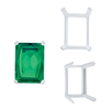 ITI NYC Four Prong Emerald Shape Single Wire Settings in Sterling Silver (3.50 x 2.60 mm - 13.00 x 9.50 mm)