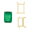 ITI NYC Four Prong Emerald Shape Single Wire Settings in 14K Gold (3.50 x 2.60 mm - 13.00 x 9.50 mm)
