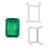 ITI NYC Four Prong Emerald Shape Single Wire Settings in Sterling Silver (3.50 x 2.60 mm - 13.00 x 9.50 mm)