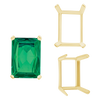 ITI NYC Four Prong Emerald Shape Single Wire Settings in 14K Gold (3.50 x 2.60 mm - 13.00 x 9.50 mm)