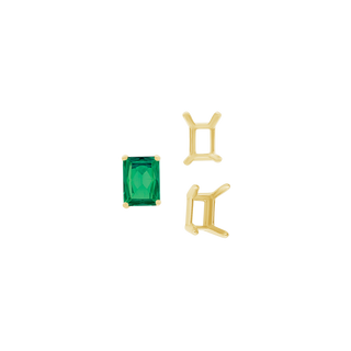 ITI NYC Four Prong Emerald Shape Single Wire Settings in 14K Gold (3.50 x 2.60 mm - 13.00 x 9.50 mm)