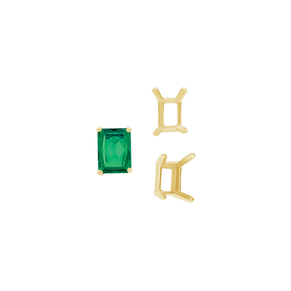 ITI NYC Four Prong Emerald Shape Single Wire Settings in 14K Gold (3.50 x 2.60 mm - 13.00 x 9.50 mm)