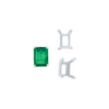 ITI NYC Four Prong Emerald Shape Single Wire Settings in Sterling Silver (3.50 x 2.60 mm - 13.00 x 9.50 mm)