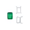 ITI NYC Four Prong Emerald Shape Single Wire Settings in Sterling Silver (3.50 x 2.60 mm - 13.00 x 9.50 mm)