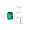 ITI NYC Four Prong Emerald Shape Single Wire Settings in Sterling Silver (3.50 x 2.60 mm - 13.00 x 9.50 mm)