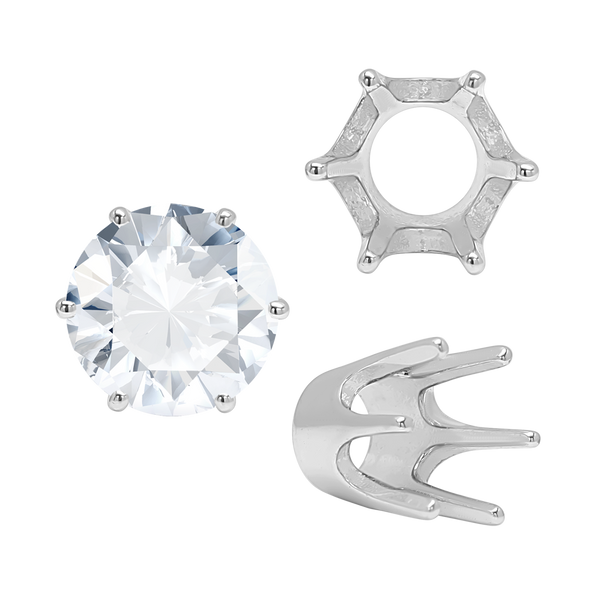 ITI NYC Six Prong Round Standard High Base Settings in Sterling Silver (4.00 mm - 9.25 mm)