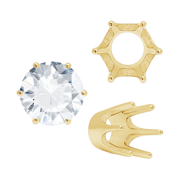 ITI NYC Six Prong Round Standard High Base Settings in 14K Gold (4.00 mm - 9.25 mm)