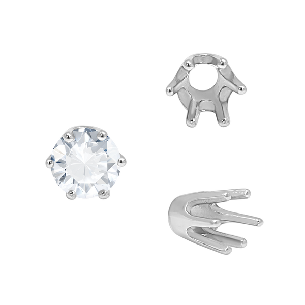 ITI NYC Six Prong Round Standard High Base Settings in Sterling Silver (2.60 mm - 9.25 mm)