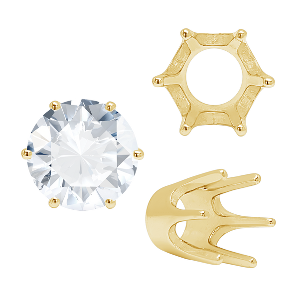 ITI NYC Six Prong Round Standard High Base Settings in 14K Gold (4.00 mm - 9.25 mm)