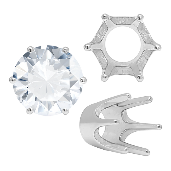 ITI NYC Six Prong Round Standard High Base Settings in Sterling Silver (4.00 mm - 9.25 mm)