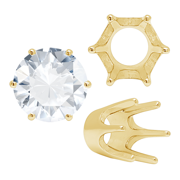 ITI NYC Six Prong Round Standard High Base Settings in 18K Gold (4.00 mm - 8.00 mm)