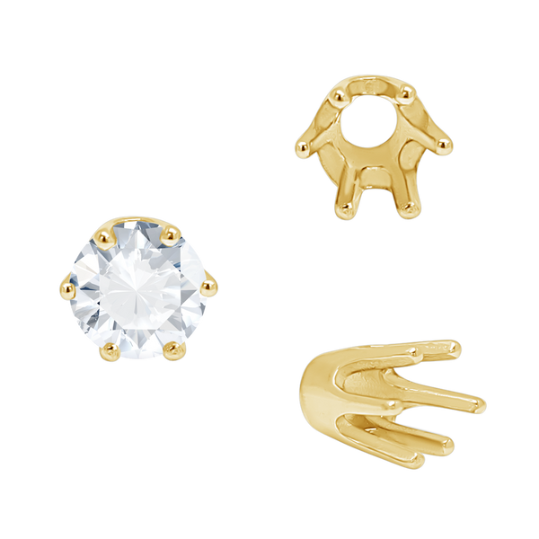 ITI NYC Six Prong Round Standard High Base Settings in 18K Gold (3.25 mm - 8.00 mm)