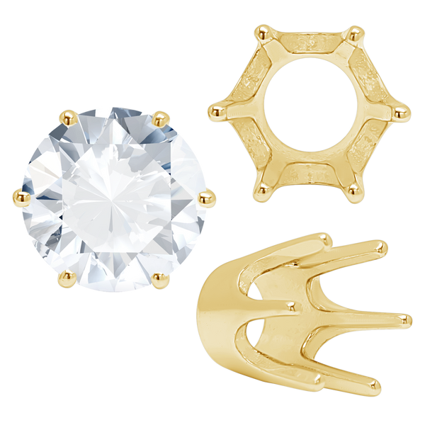 ITI NYC Six Prong Round Standard High Base Settings in 14K Gold (4.00 mm - 9.25 mm)