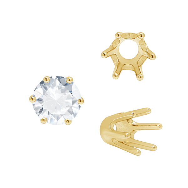 ITI NYC Six Prong Round Standard High Base Settings in 18K Gold (3.25 mm - 8.00 mm)