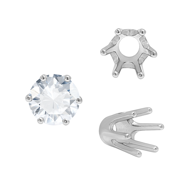 ITI NYC Six Prong Round Standard High Base Settings in Sterling Silver (4.00 mm - 9.25 mm)