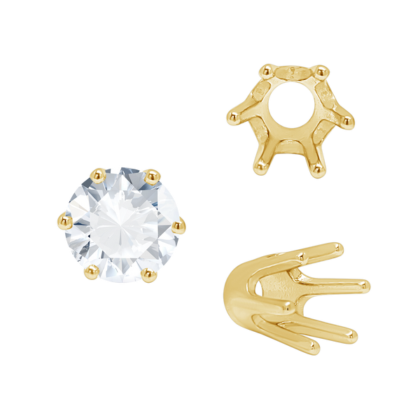 ITI NYC Six Prong Round Standard High Base Settings in 14K Gold (4.00 mm - 9.25 mm)
