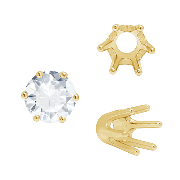 ITI NYC Six Prong Round Standard High Base Settings in 18K Gold (4.00 mm - 8.00 mm)