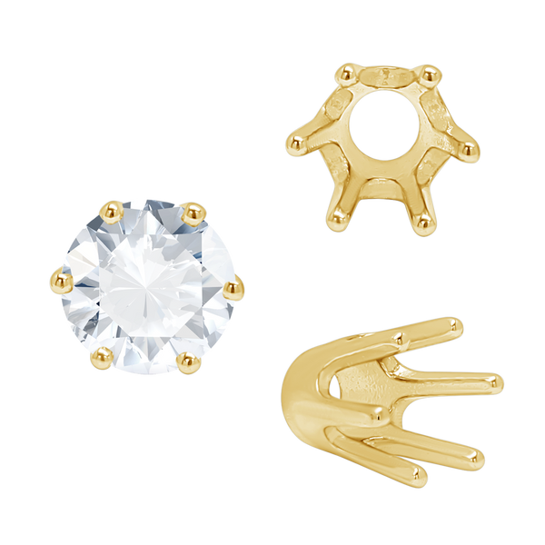 ITI NYC Six Prong Round Standard High Base Settings in 14K Gold (4.00 mm - 9.25 mm)
