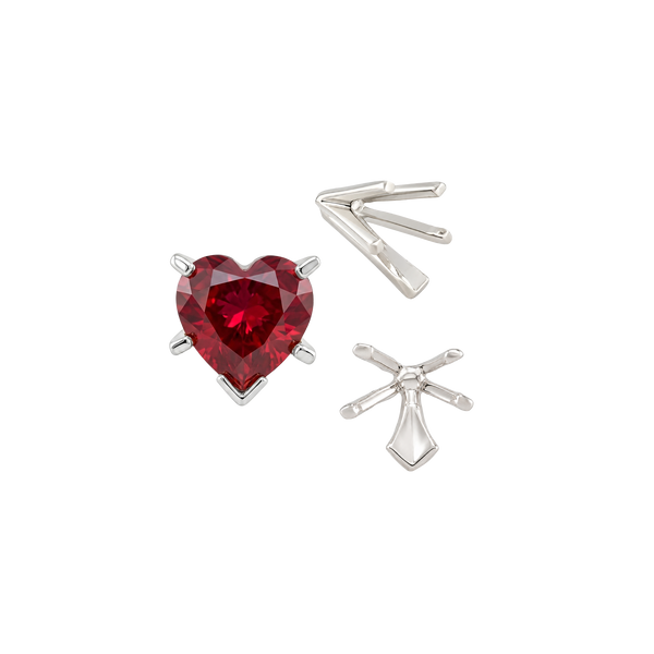 ITI NYC V-End Heart Shape Solitaire Settings in Sterling Silver (Die-Struck) (4.00 x 4.00 mm - 7.00 x 7.00 mm)