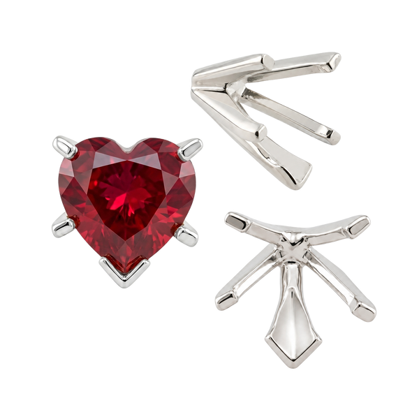 ITI NYC V-End Heart Shape Solitaire Settings in Sterling Silver (Die-Struck) (4.00 x 4.00 mm - 7.00 x 7.00 mm)