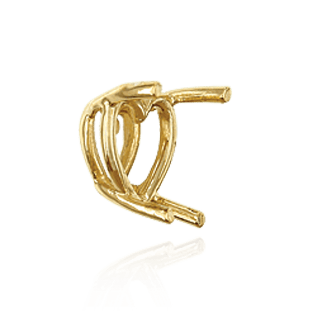 ITI NYC Four Prong Heart Shape Wire Basket Settings in 18K Gold (3.00 x 3.00 mm - 9.00 x 9.00 mm)