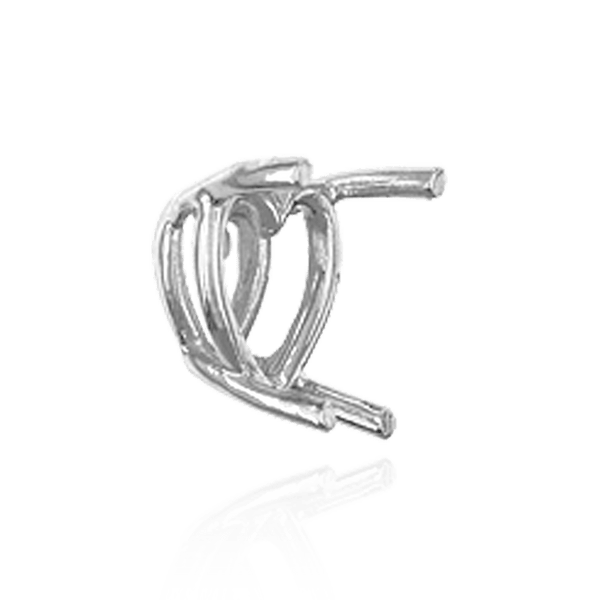ITI NYC Four Prong Heart Shape Wire Basket Settings in Sterling Silver (3.00 x 3.00 mm - 9.00 x 9.00 mm)