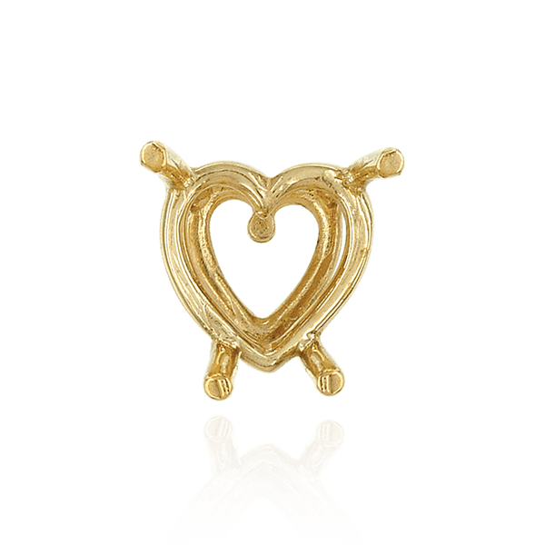ITI NYC Four Prong Heart Shape Wire Basket Settings in 14K Gold (3.00 x 3.00 mm - 9.00 x 9.00 mm)