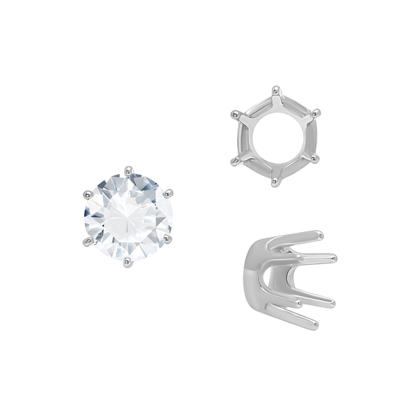 Six Prong Round Standard Settings in Sterling Silver (1.75 mm - 10.00 mm)