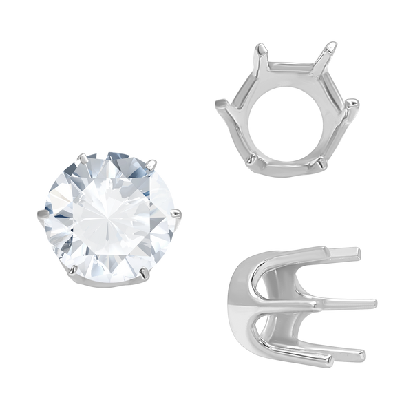 Six Prong Round Standard Settings in Sterling Silver (1.75 mm - 10.00 mm)