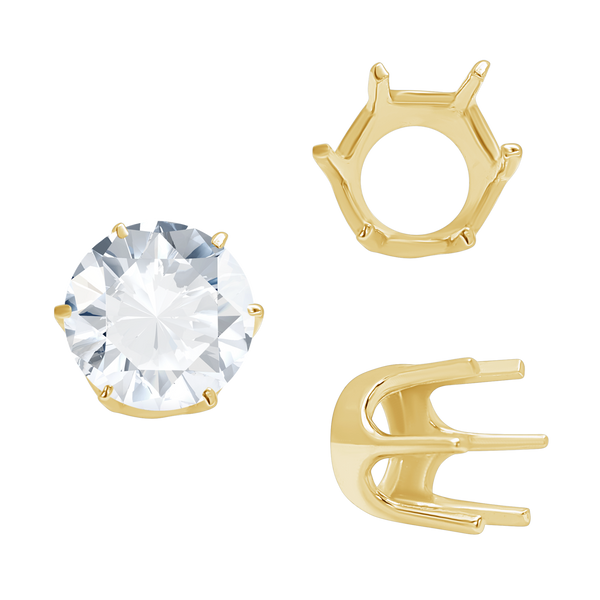 ITI NYC Six Prong Round Standard Settings in 14K Gold (1.75 mm - 8.00 mm)