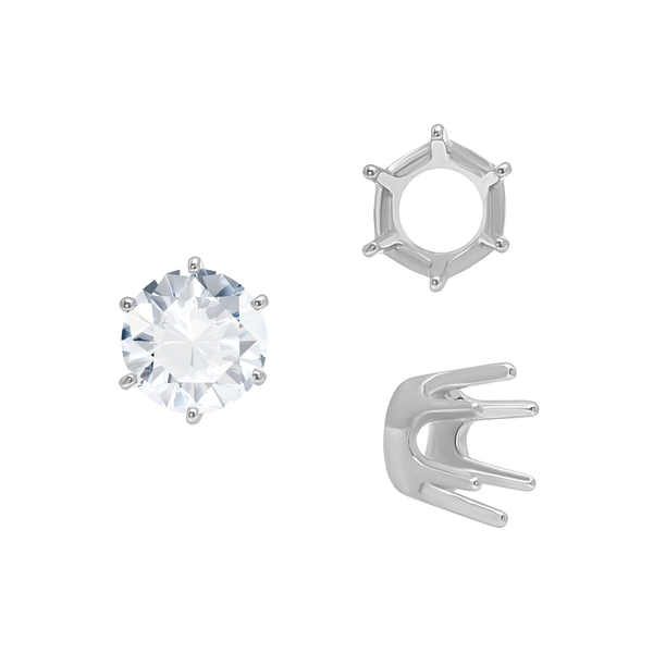 Six Prong Round Standard Settings in Sterling Silver (1.75 mm - 10.00 mm)