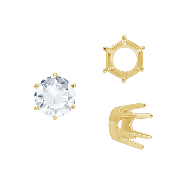 ITI NYC Six Prong Round Standard Settings in 14K Gold (1.75 mm - 8.00 mm)