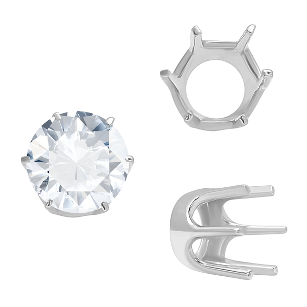 Six Prong Round Standard Settings in Sterling Silver (1.75 mm - 10.00 mm)