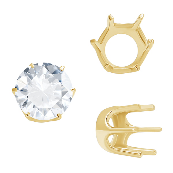 ITI NYC Six Prong Round Standard Settings in 14K Gold (1.75 mm - 8.00 mm)