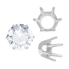 Six Prong Round Standard Settings in Sterling Silver (1.75 mm - 10.00 mm)