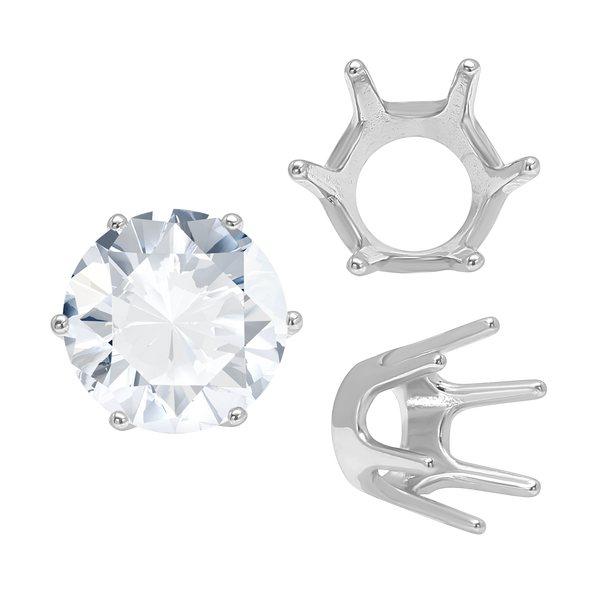 Six Prong Round Standard Settings in Sterling Silver (1.75 mm - 10.00 mm)