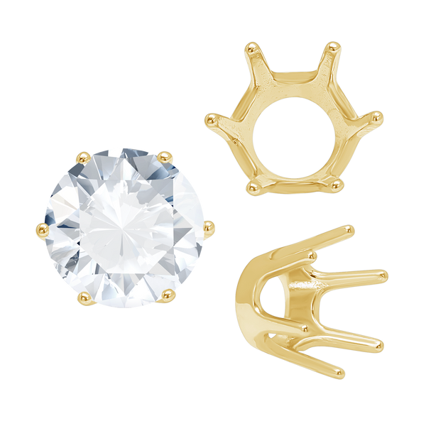 ITI NYC Six Prong Round Standard Settings in 14K Gold (1.75 mm - 8.00 mm)