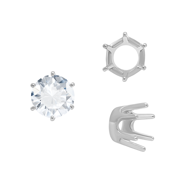 Six Prong Round Standard Settings in Sterling Silver (1.75 mm - 10.00 mm)