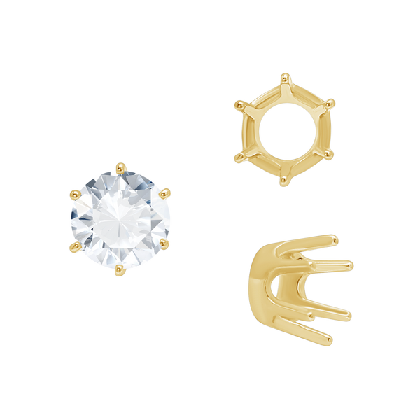 ITI NYC Six Prong Round Standard Settings in 14K Gold (1.75 mm - 8.00 mm)