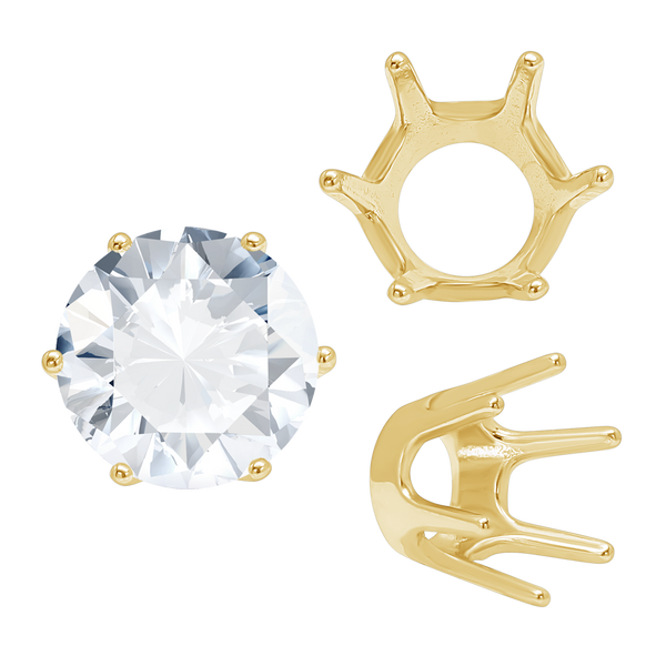 ITI NYC Six Prong Round Standard Settings in 14K Gold (1.75 mm - 8.00 mm)