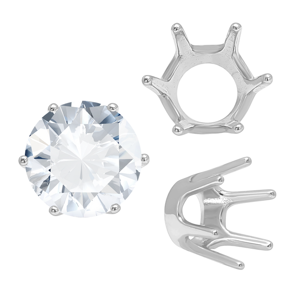 Six Prong Round Standard Settings in Sterling Silver (1.75 mm - 10.00 mm)